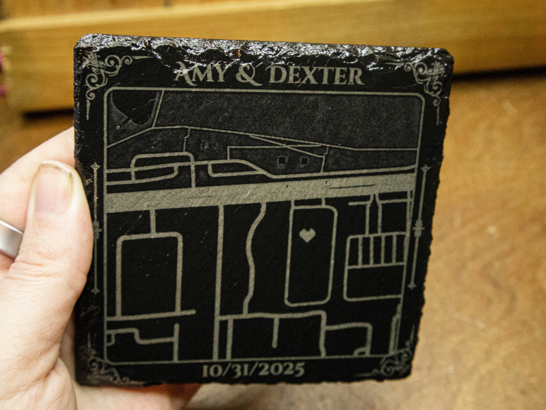 Personalized Slate Map Coasters – “Where It All Began” Set anniversary gift for her idea