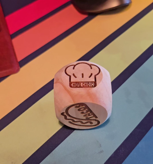 [Laser cut and engrave] Laser Engraved Wooden Dice with Food Icons for Meal Choice