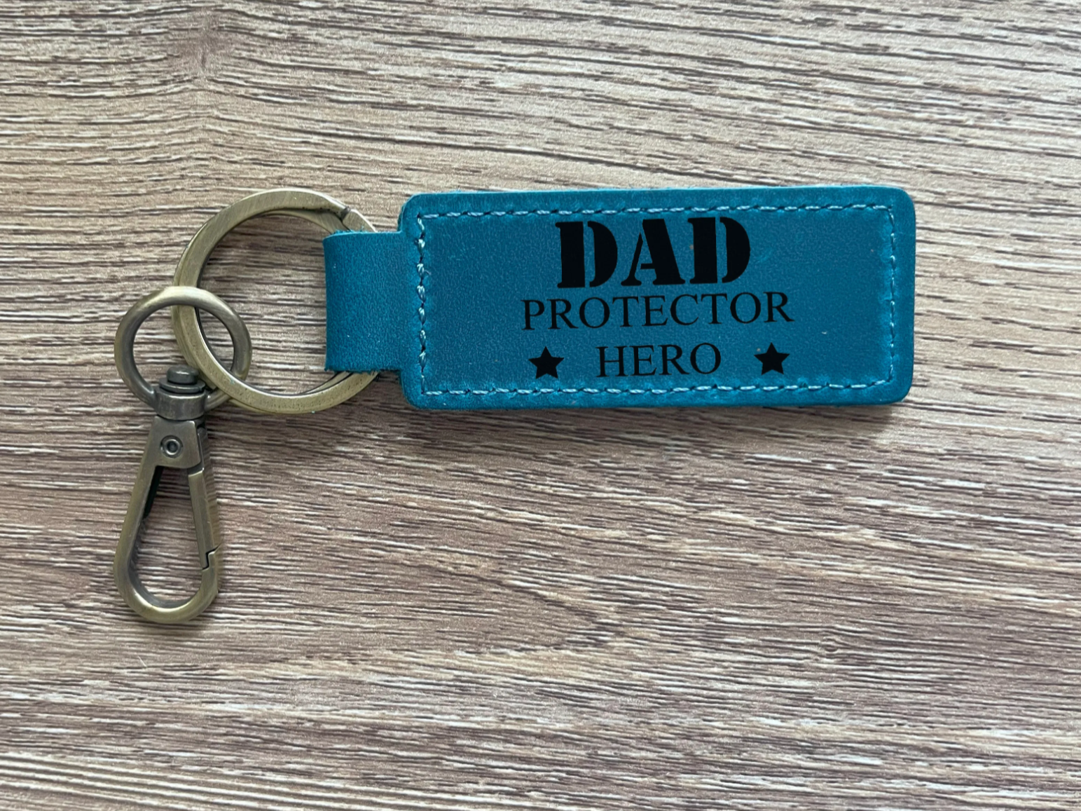 Dad Protector Hero Leather Keychain custom leather keychain idea