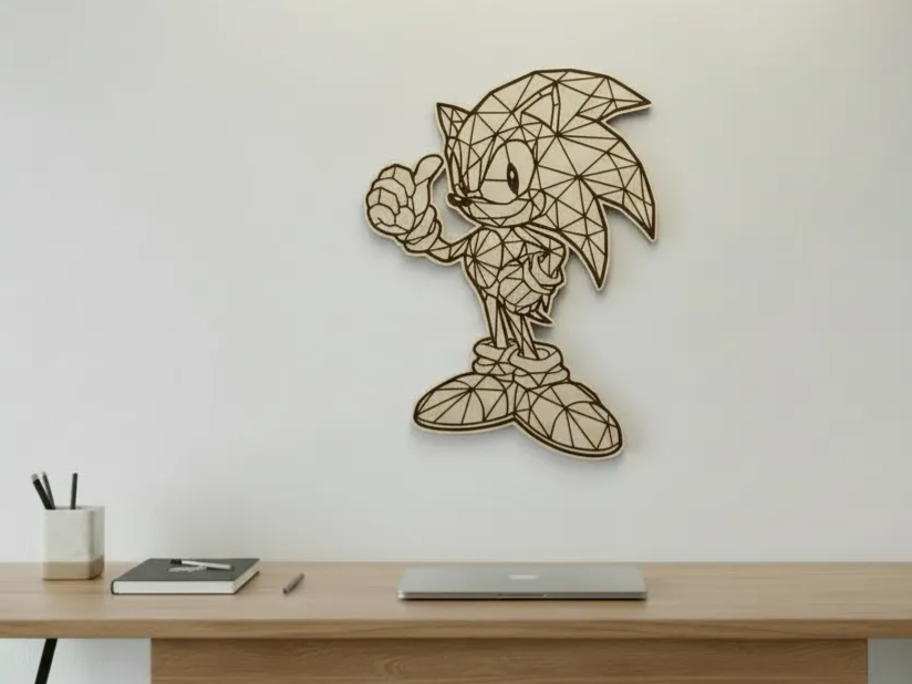 Sonic the Hedgehog Geometric Wood Wall Art wood sign design