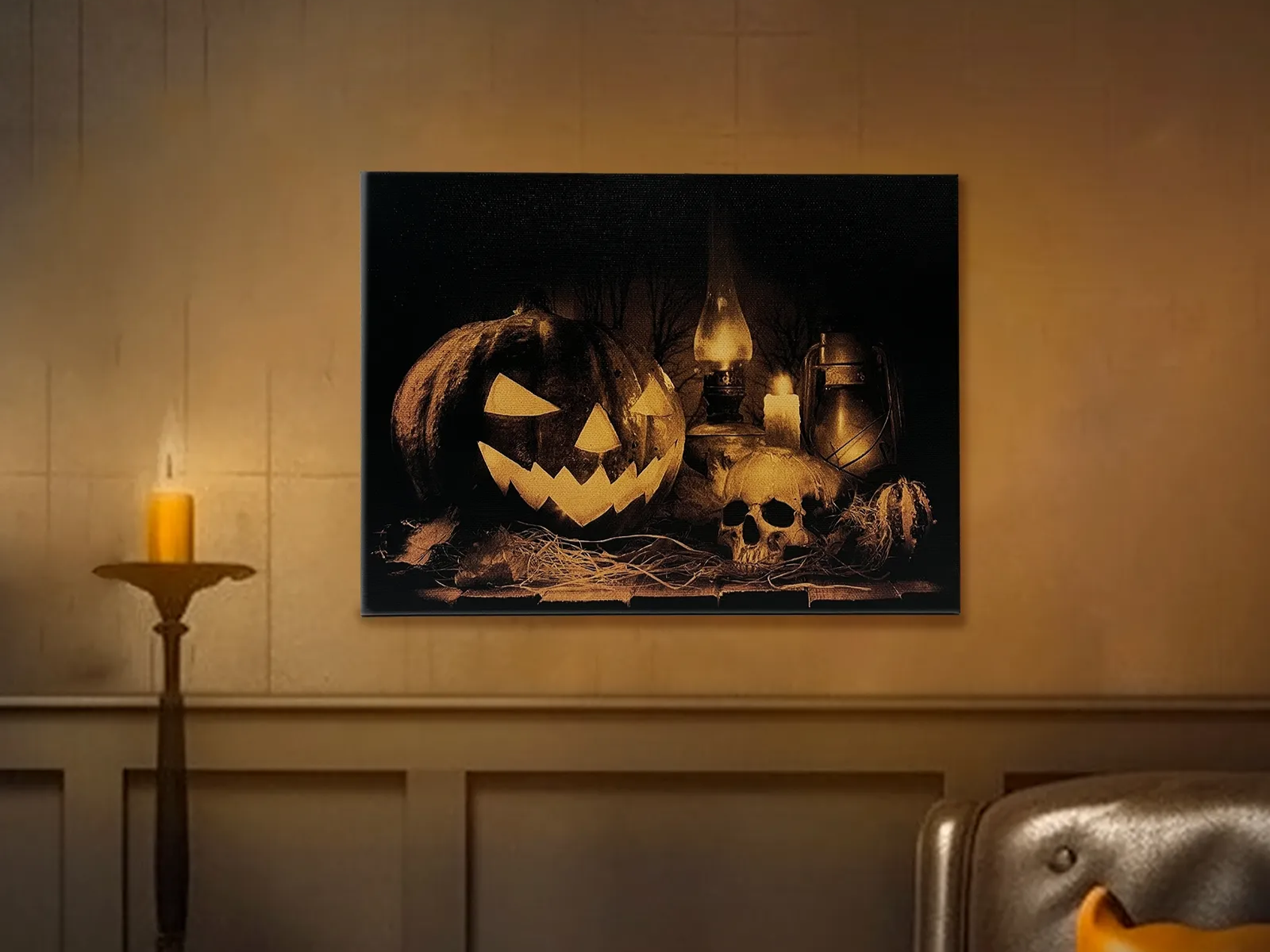 Zucca di Halloween su tela trattata - vero progetto zucca Atomm