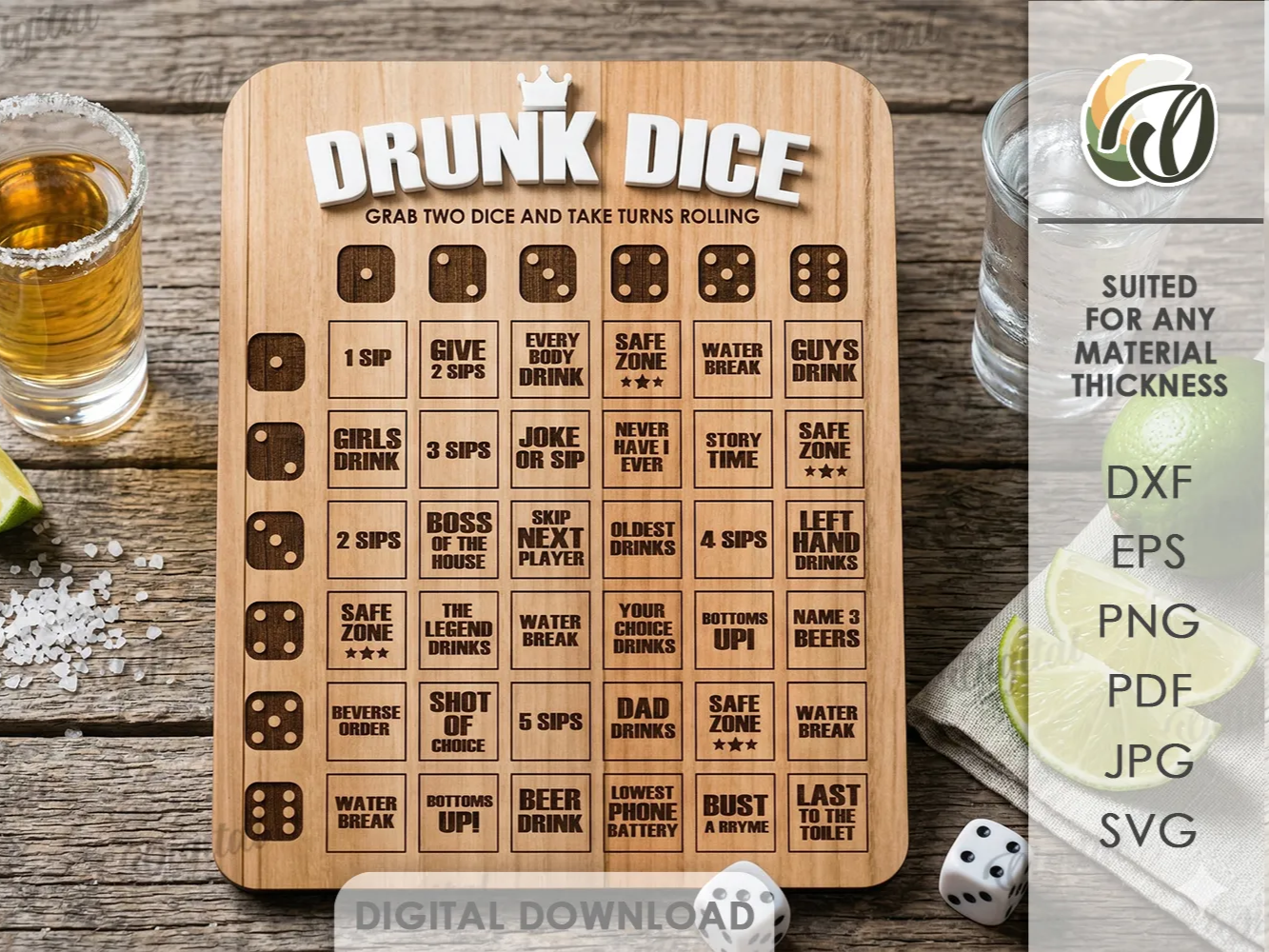 3D Drinking game. Drunk dice game laser cut files. Father's day gift ...