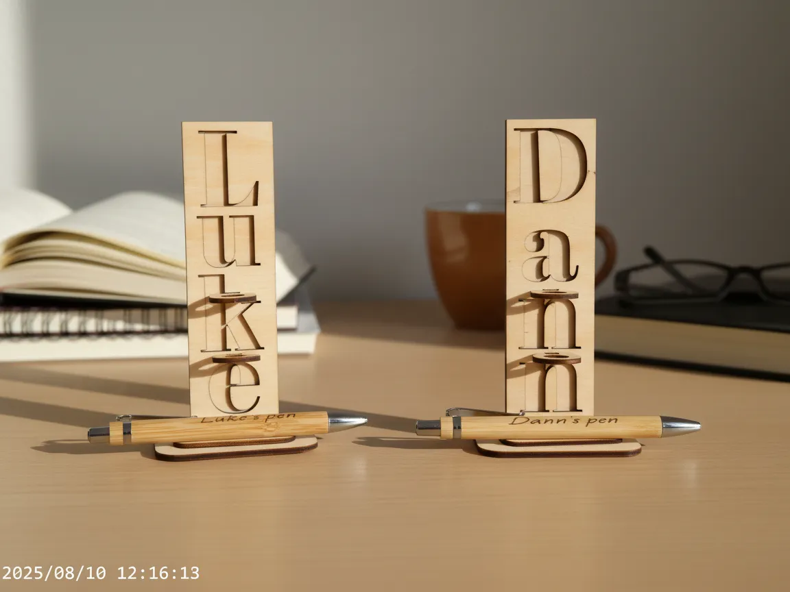 Personalized Wooden Name Pen Holder Stand office desk decor idea