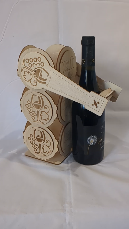 [Laser cut and engrave] Gift Wine Bottle Box Laser Cut Design, Grapes Glass Pattern, Cutting Template
