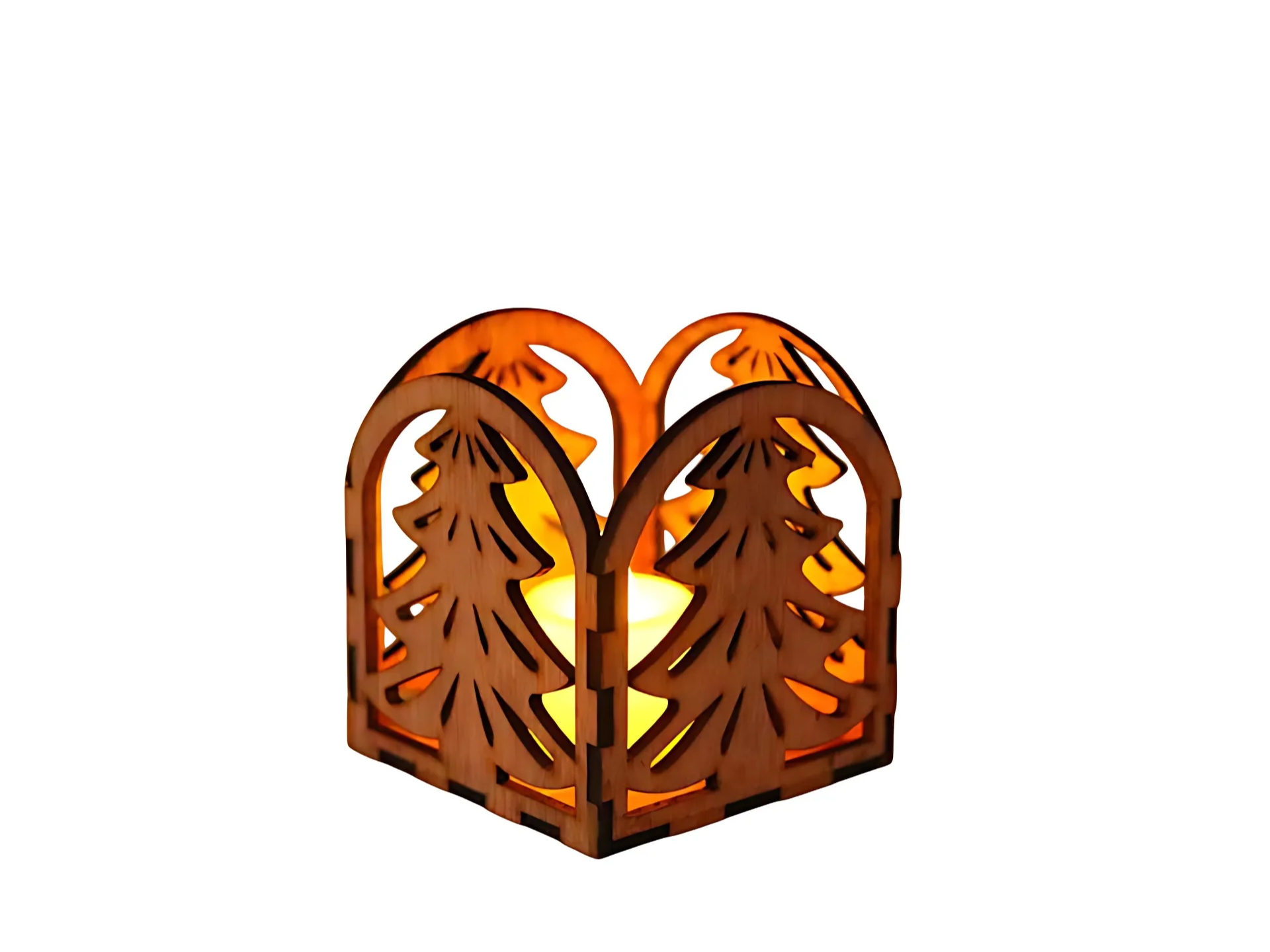 Laser cut Christmas tea light holder from an SVG file