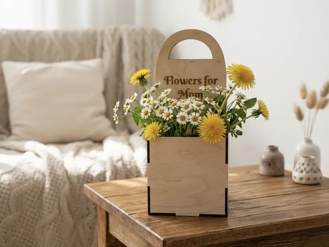 Flowers for Mom Wooden Flower Caddy wooden flower design