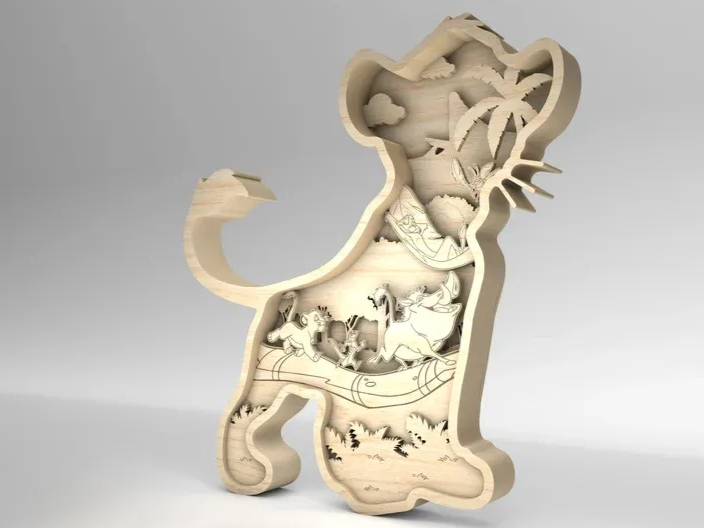 Laser Cut Wooden Lion King Shadow Box Wall Art shadow box design