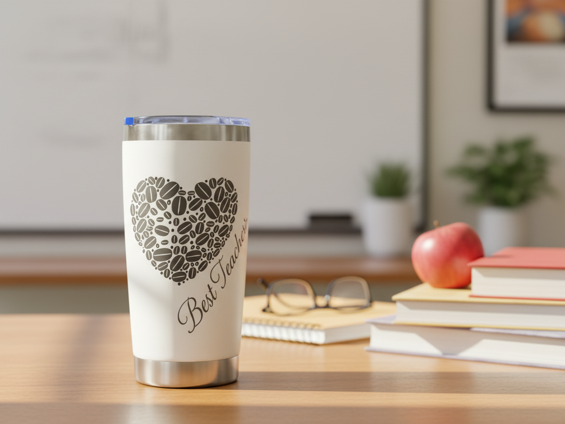 Best Teacher Coffee Bean Heart Tumbler teacher gift design