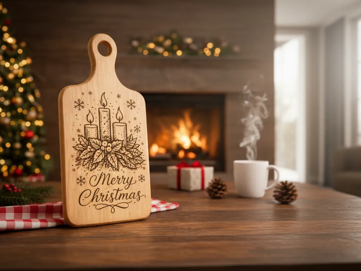 Drewniana deska do krojenia-dekoracja „Merry Christmas” z grawerem laserowym