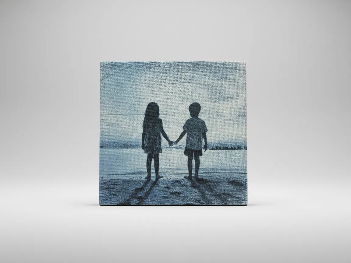 Brother and Sister Holding Hands on the Beach gift for him design
