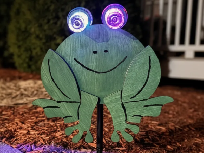 Piquet de jardin grenouille lumineuse à yeux solaires changeant de couleur - modèle de décoration de jardin