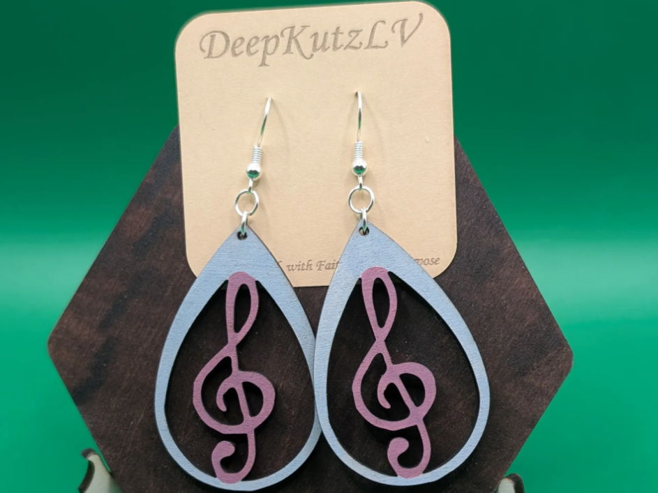 Wooden Music Note Earrings gift for her design