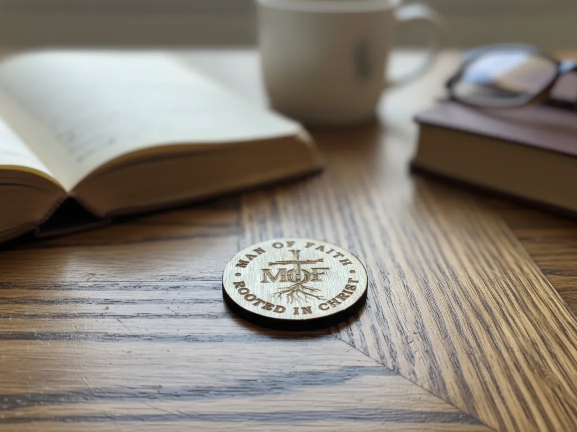Laser Engraved Wooden Man of Faith Inspirational Wooden Token boyfriend birthday gift idea