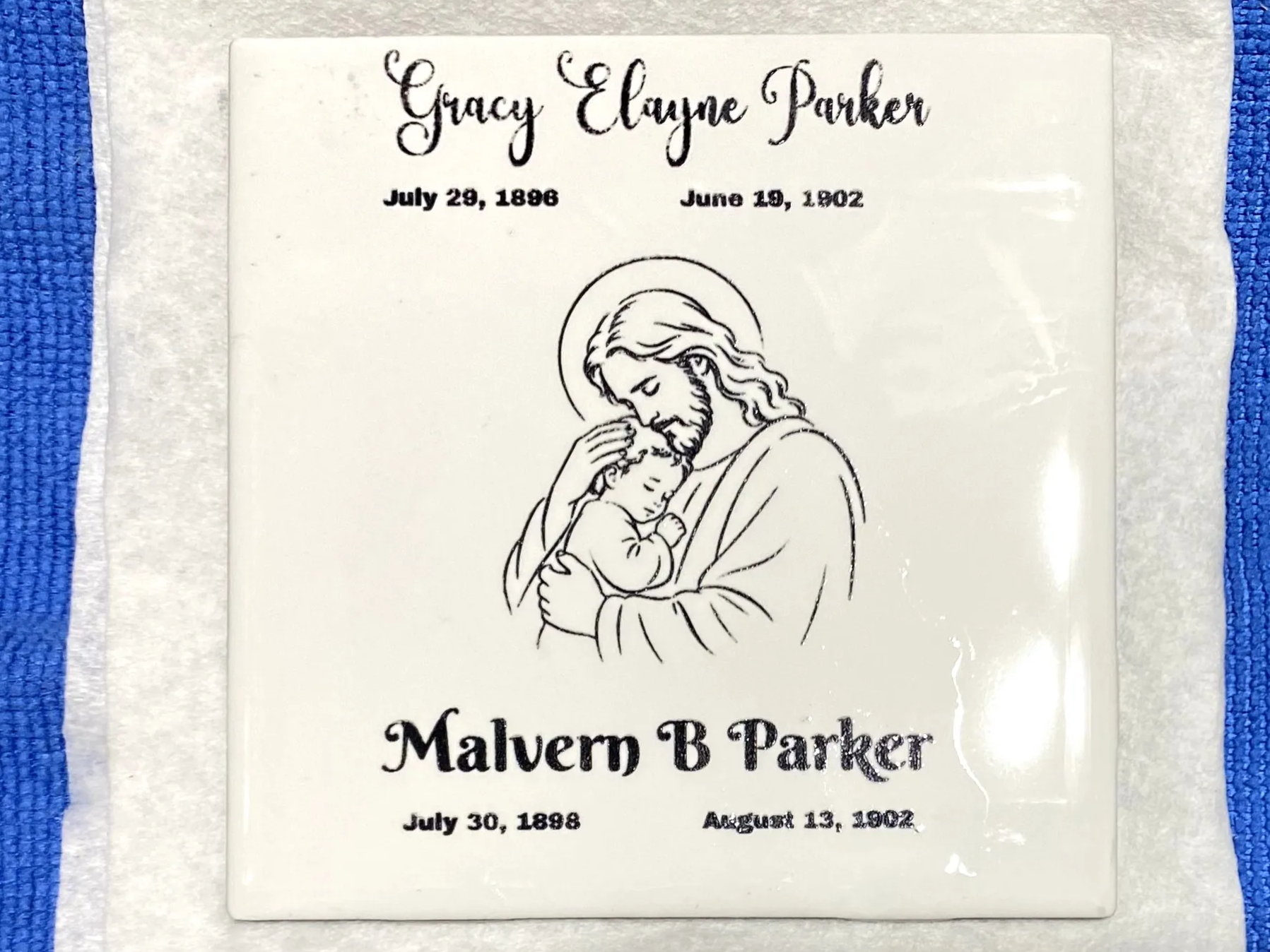 Memorial Tile with Jesus Holding a Child memorial sympathy gift design