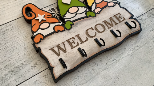 [Laser cut and engrave] Gnome Key Hanger or Decor
