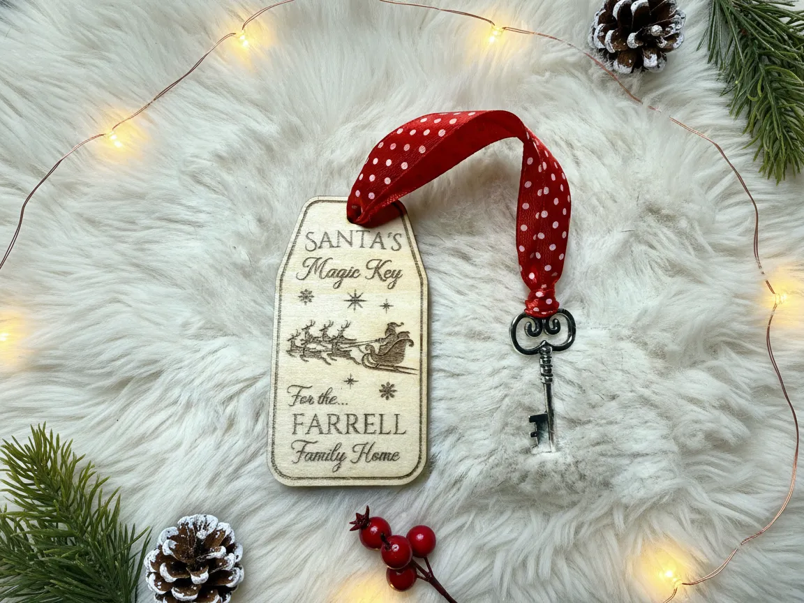 Santa's Magic Key Tag with Red Ribbon Christmas Eve box idea