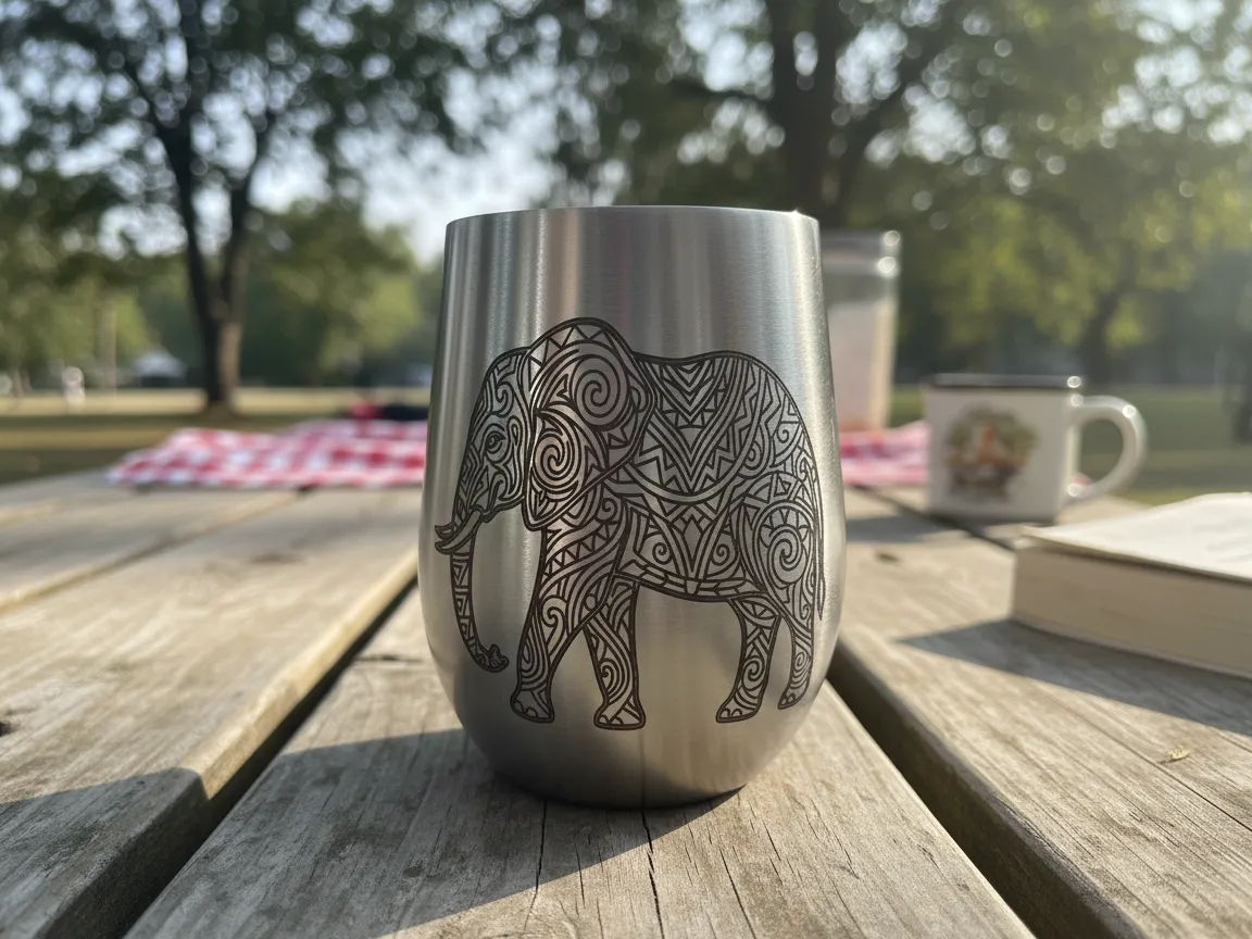 Elephant Design Tumbler laser engraved custom tumbler idea