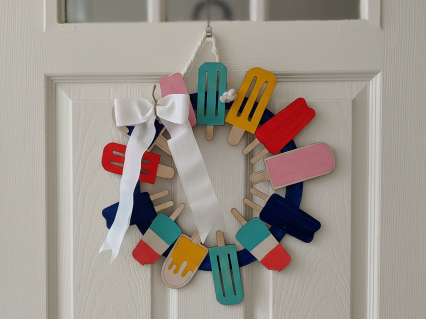 Popsicle Themed Summer Door Wreath laser cut summer decor design