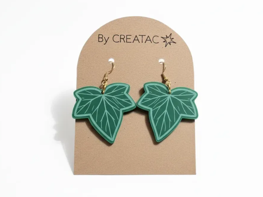 Green Ivy Leaf Earrings gift for her design