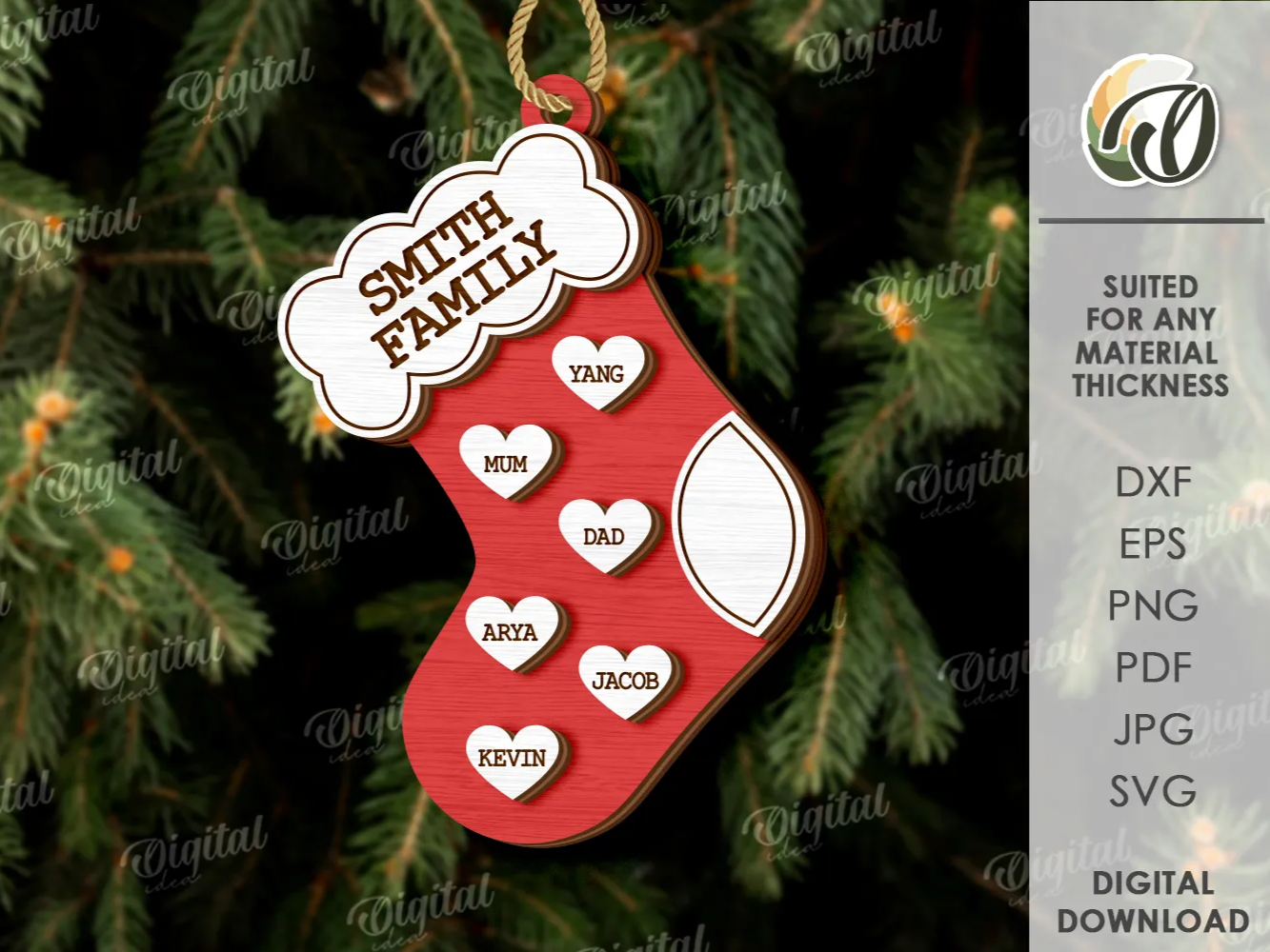 3D 個性化分層家庭聖誕樹 ornament 禮物