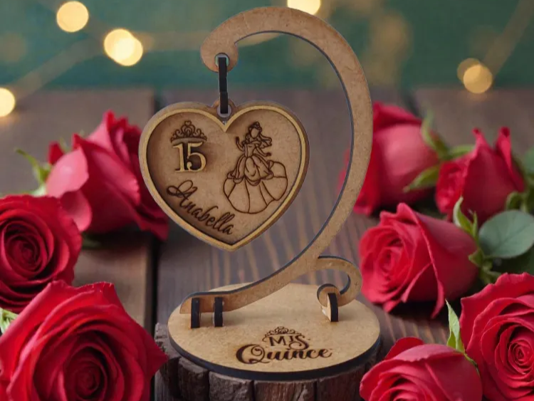 Quinceanera Heart Centerpiece with Name dining table decor and centerpiece idea