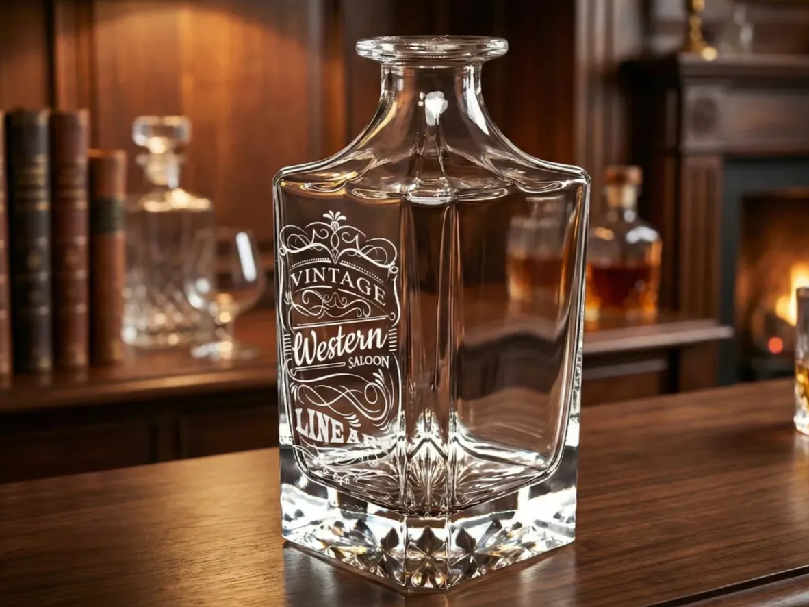 Custom Whiskey Decanter — Pattern Engraving valentines day gift for men design