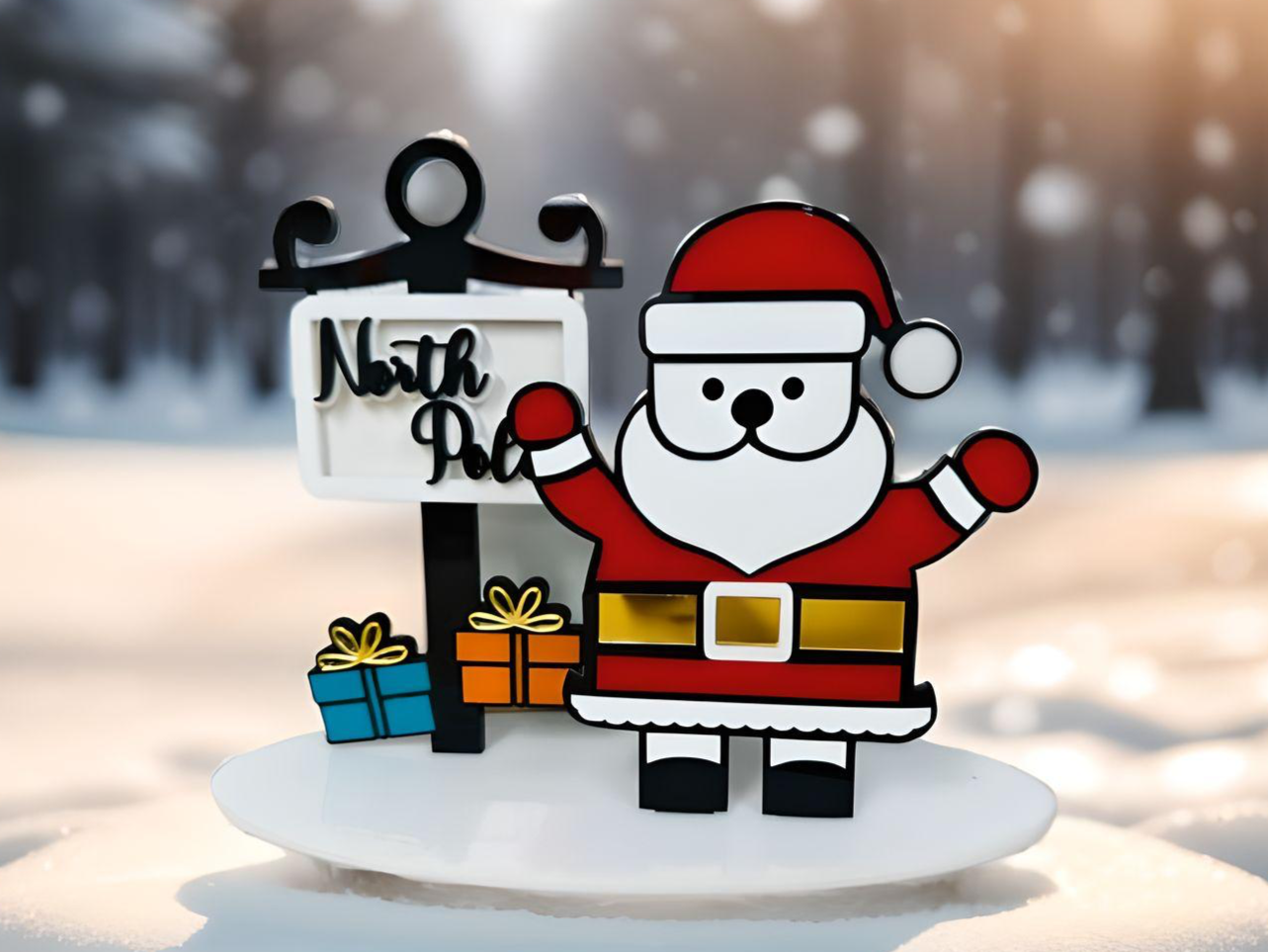 Santas Gift Stop at the North Pole laser cut Christmas yard sign