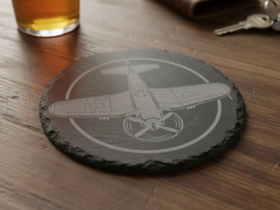 Vintage Airplane Motif Slate Drink Coaster - real Atomm community coaster project