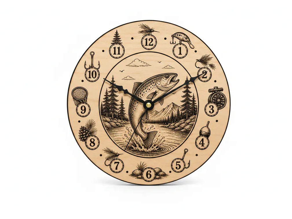 Trout Fishing Wall Clock retirement gift for men idea
