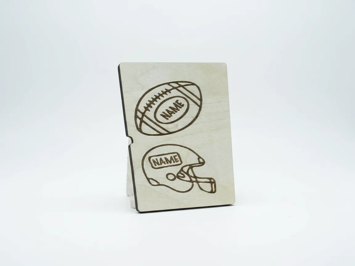 Personalized American football wooden desk plaque
