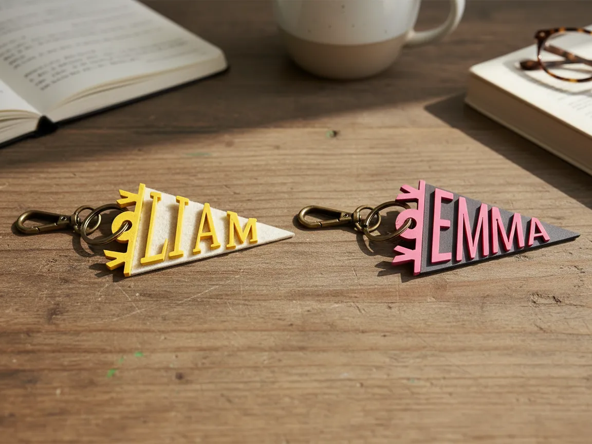 Personalized Name Pennant Keychain laser cut keychain idea for women