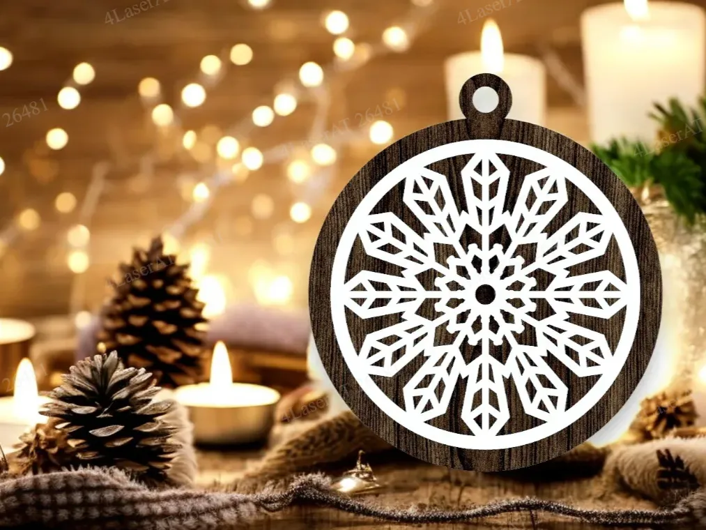 Dual-Layer Snowflake Ornament laser cut design