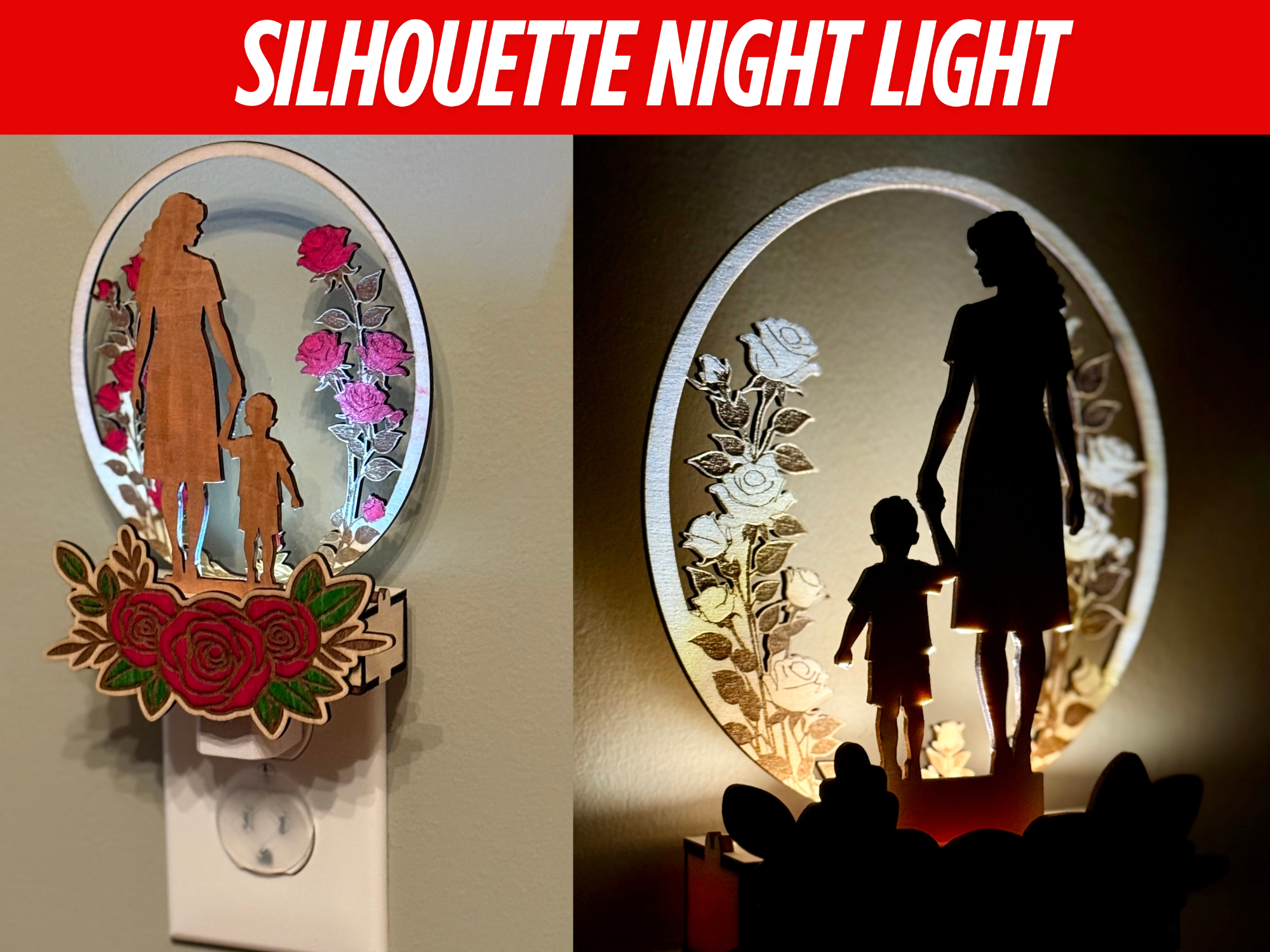 Mother's Day Silhouette Decor and Night Light mother's day gift design