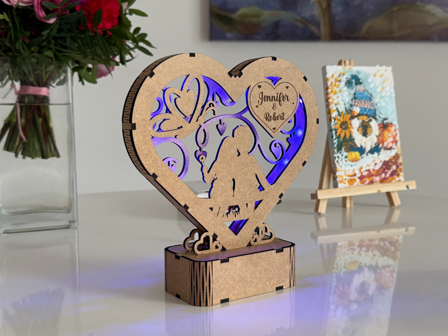 Lampe LED cœur personnalisable, cadeau Saint-Valentin idée de cadeau d'anniversaire pour sa femme