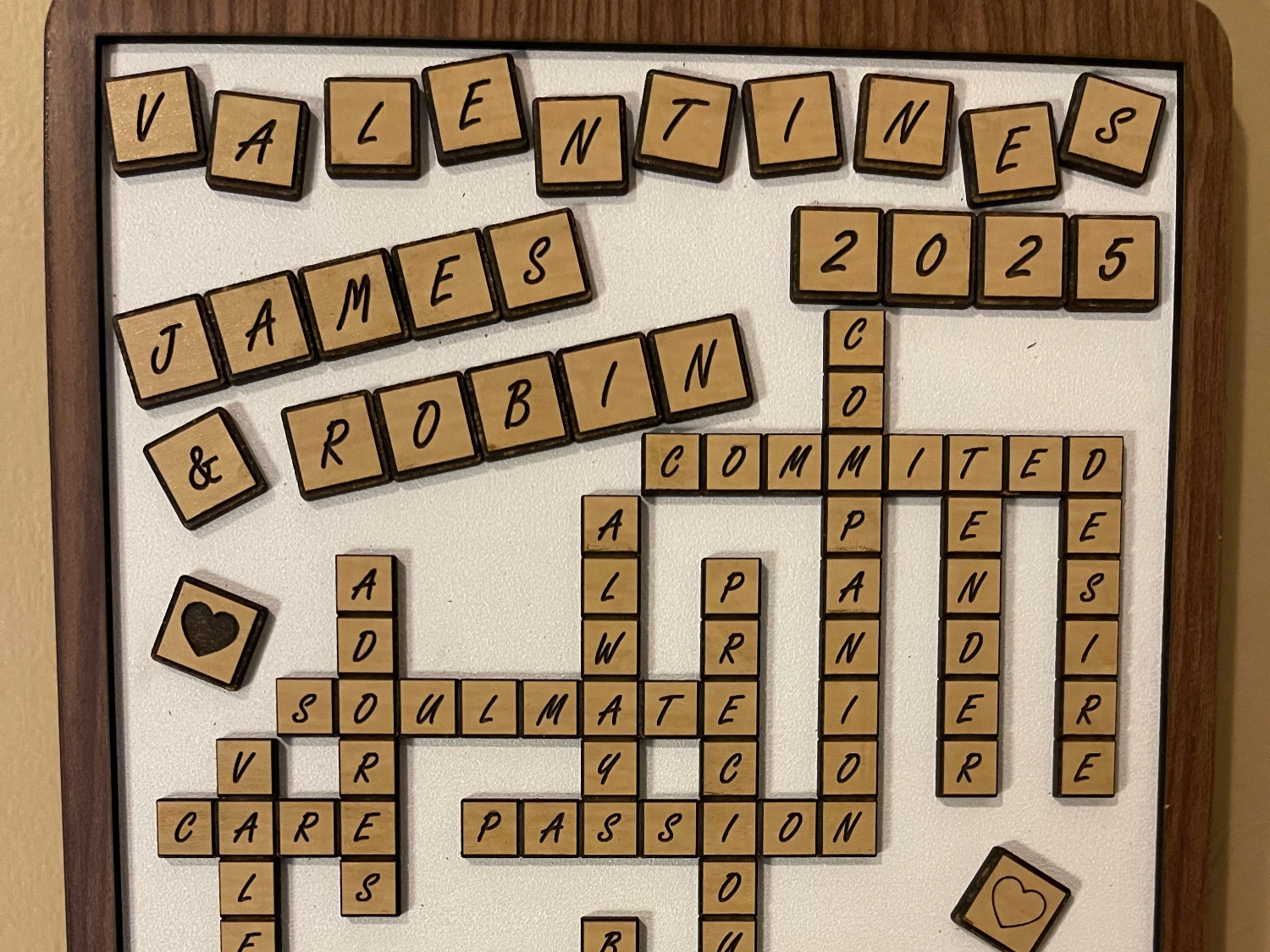 Scrabble Valentine Love Sign laser cut word puzzle idea