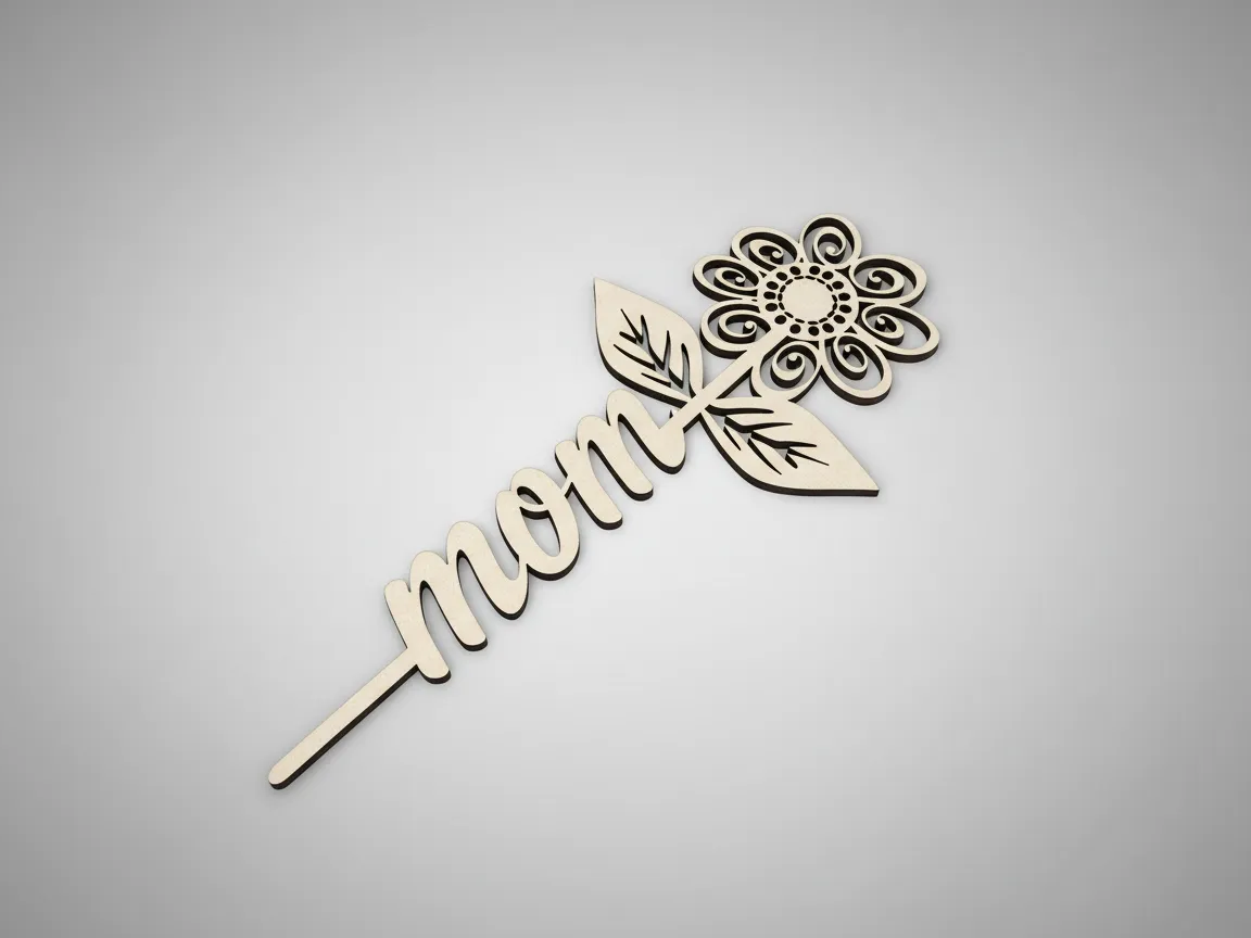 Floral script Mom cake topper
