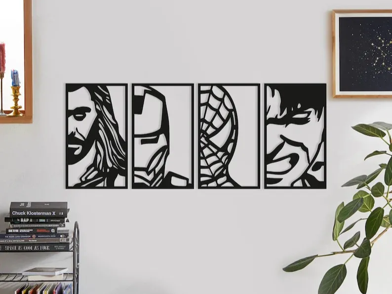 Avengers Face Portraits 4-panel superhero wall art design
