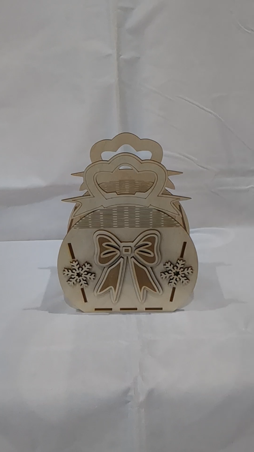 [Laser cut and engrave] Christmas Gift Basket Sack Laser Cut Design, Box Bow Vector Template, Greeting XMAS Decor