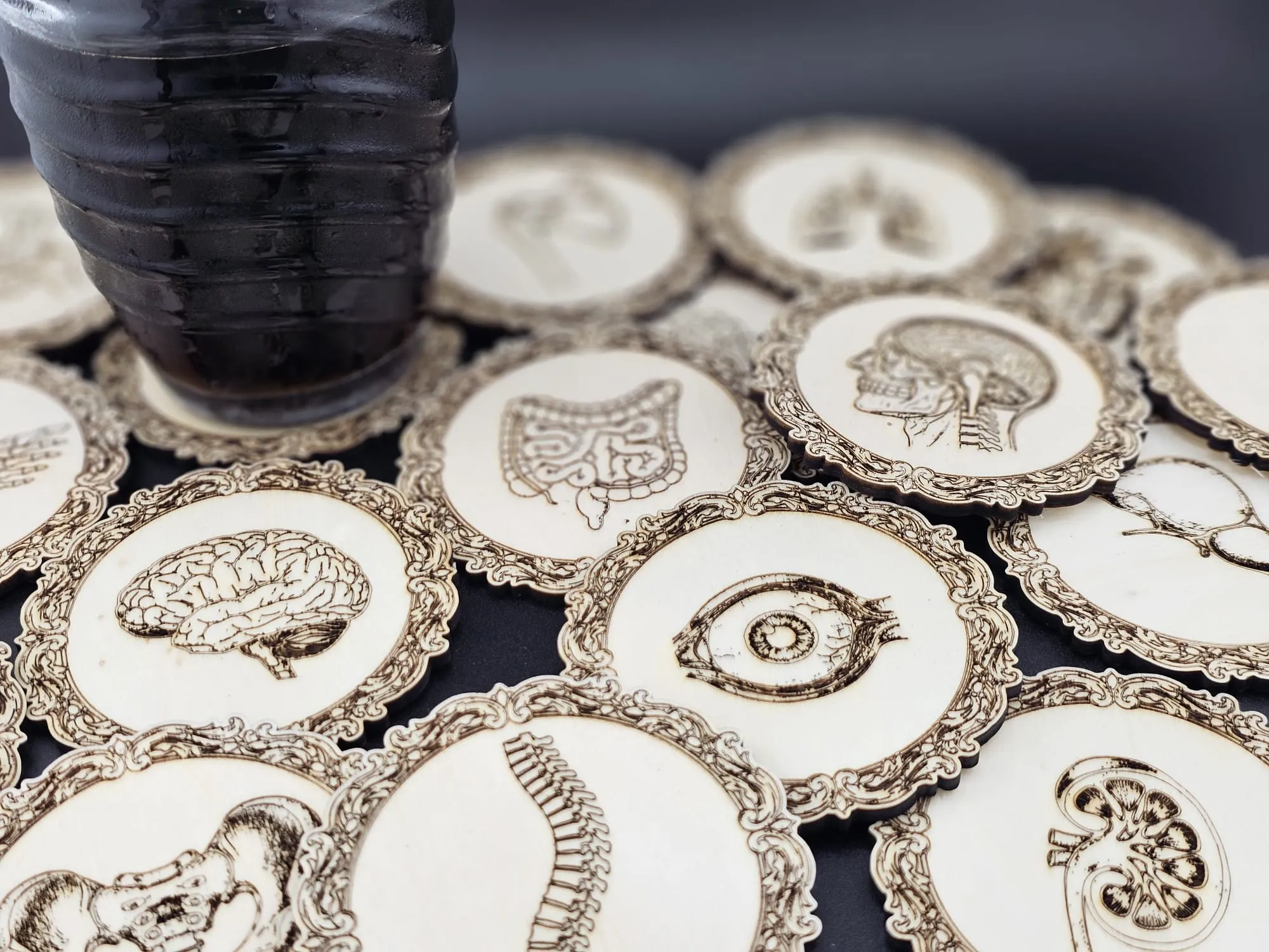Vintage Anatomical Wooden Coasters - real Atomm community coaster project