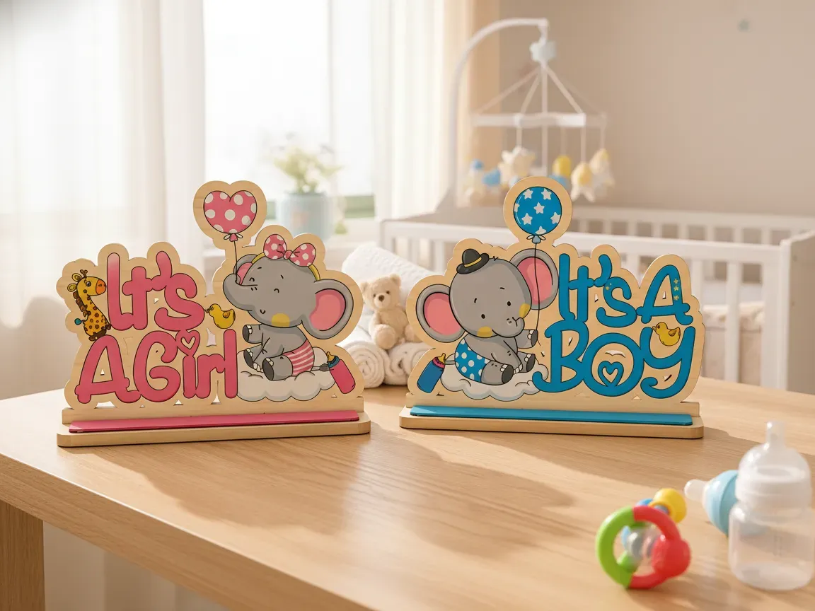 Elephant theme baby shower tabletop signs