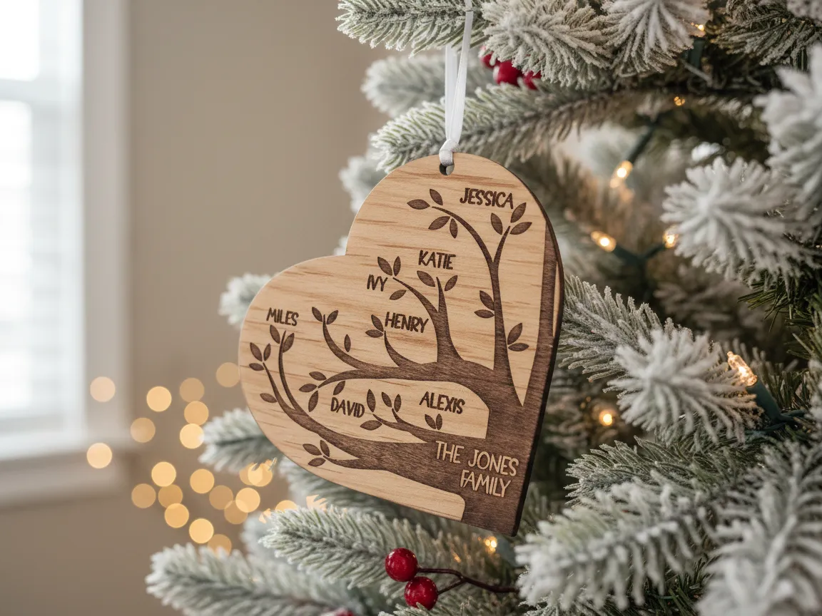 Personalized Family Tree Heart Christmas Ornament christmas gift for mom design