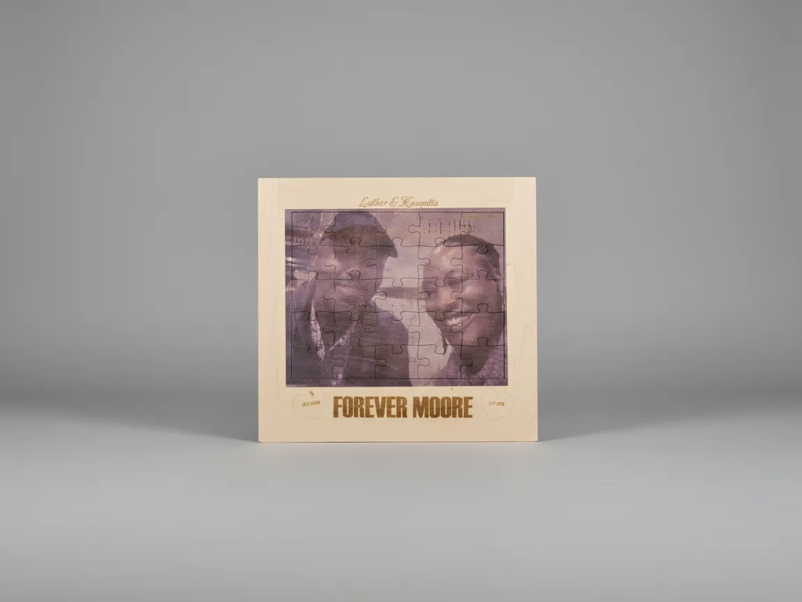 Custom Wooden Photo Puzzle with Text personalized photo gift design