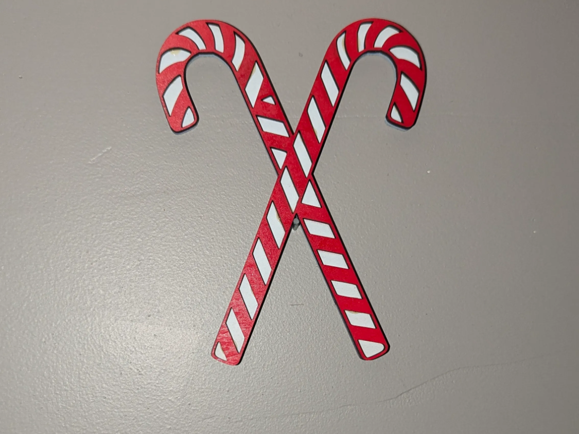 Two layer candy canes laser cut Christmas yard decoration