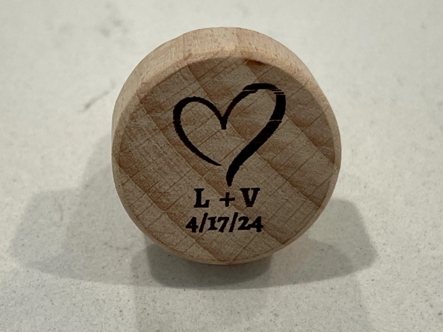 Personalized Wine Cork Stopper with Heart, Initials & Date wedding favor idea