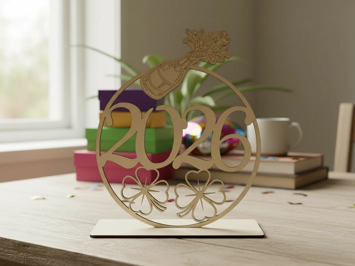 Wooden New Year's Eve table decoration