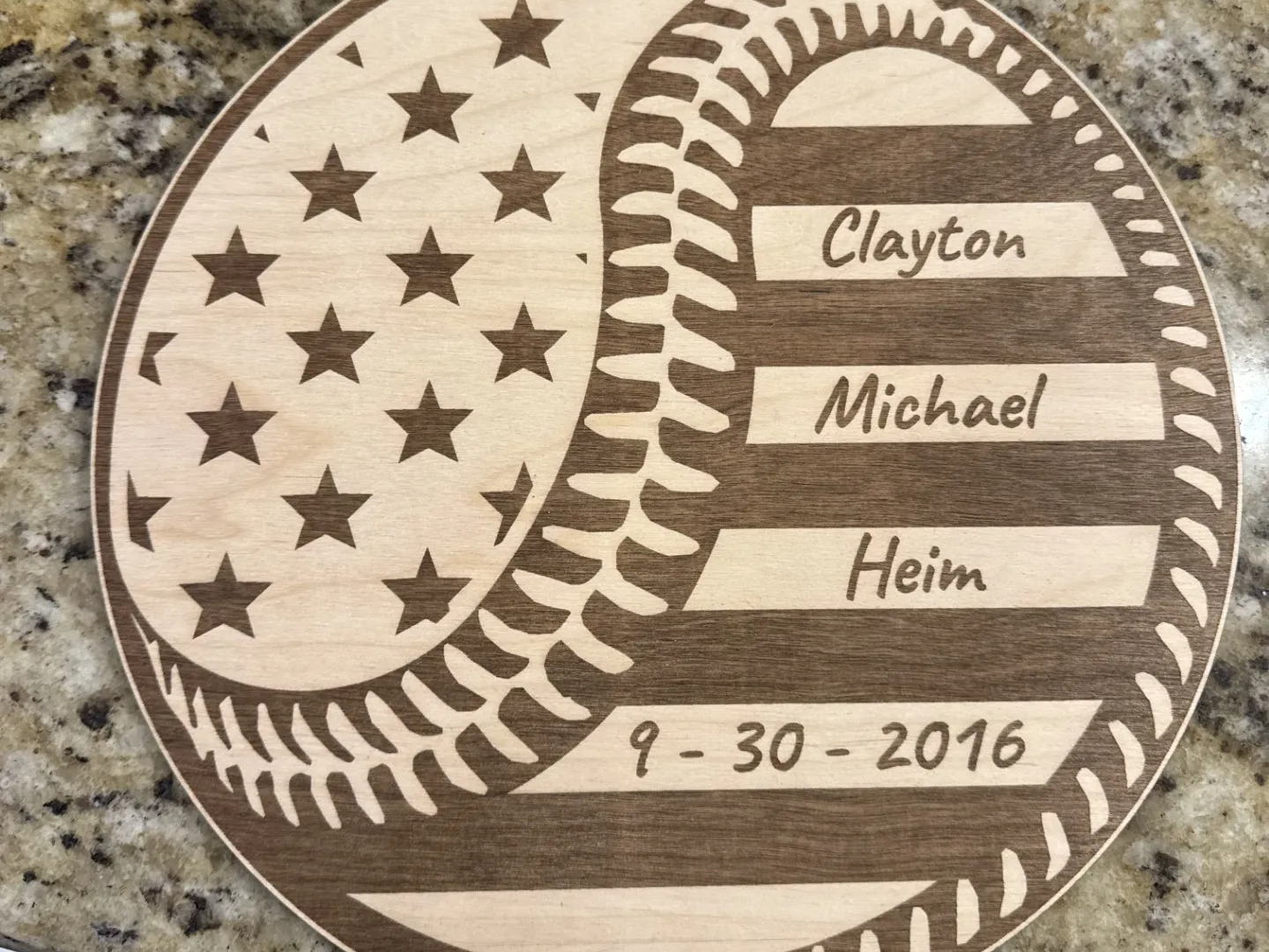 American flag themed baseball design in black and white