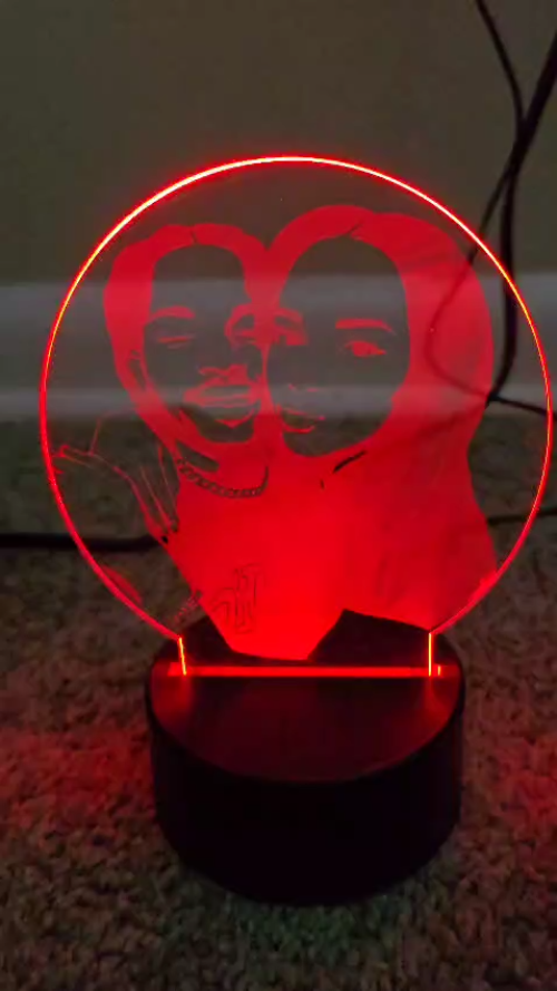 [Laser cut and engrave] Custom Laser Engraved Couple Portrait LED Night Light