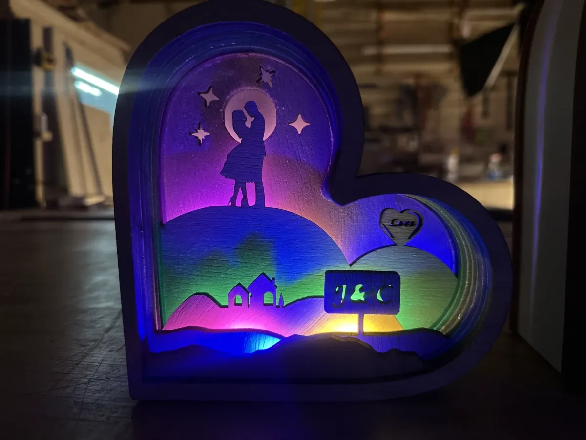 Valentine's Heart Shadow Box with Colored Lights shadow box design