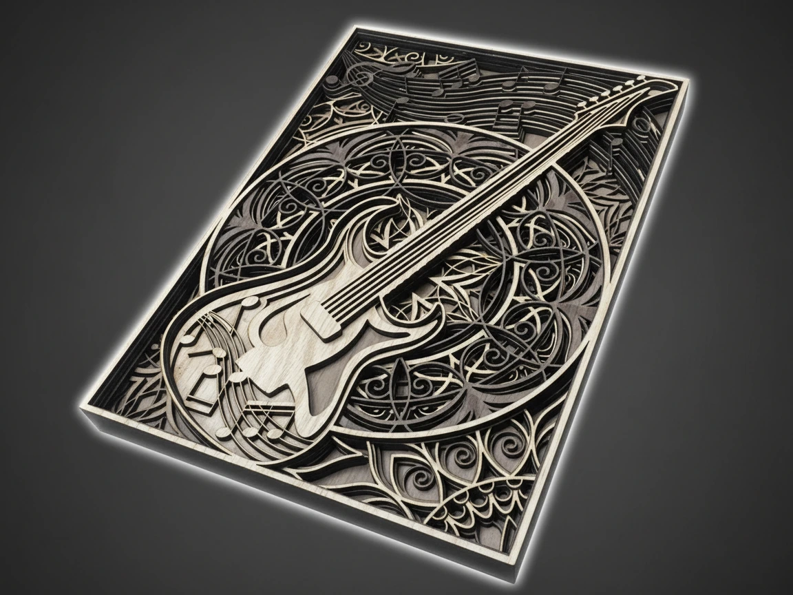 Layered Intricate Guitar Wall Art boyfriend birthday gift idea