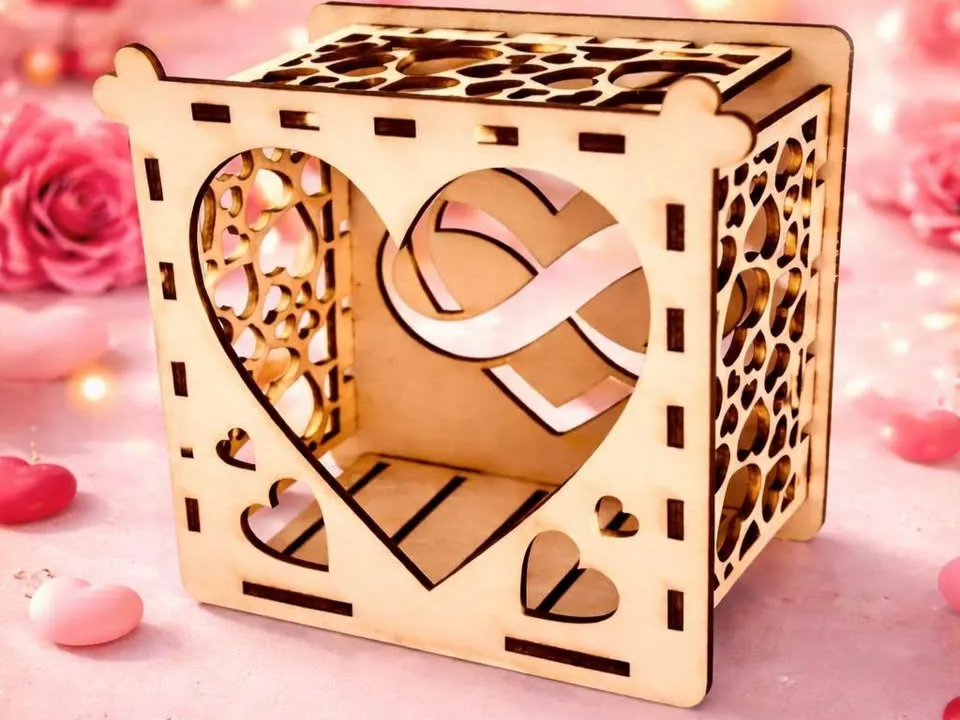 Wooden Heart and Infinity Symbol Keepsake Box valentines day gift for her design